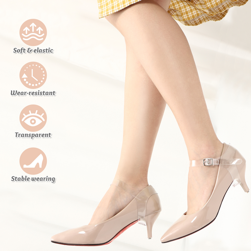 เชือกรองเท้ามีสายรัดส้นสำหรับรองเท้าส้นสูงข้อเท้ากันลื่นของผู้หญิงไม่ลื่นที่มองไม่เห็น