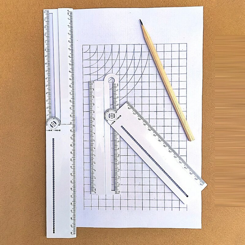 Многофункциональная линейка для рисования, математические геометрические измерительные чертежные Обучающие линейки, DIY измерительный инструмент для рисования