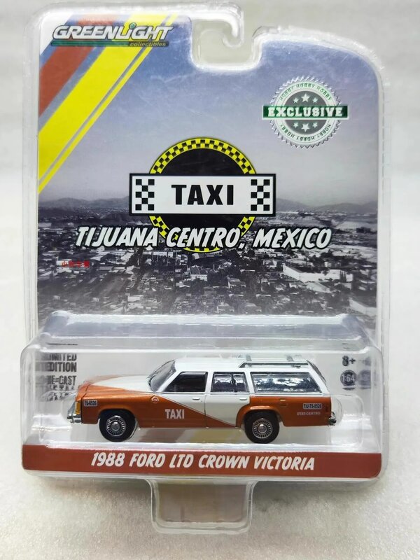 Ford LTO Crowna Victoria táxi Diecast metal liga modelo carro brinquedos, presente coleção, 1:64, 1988