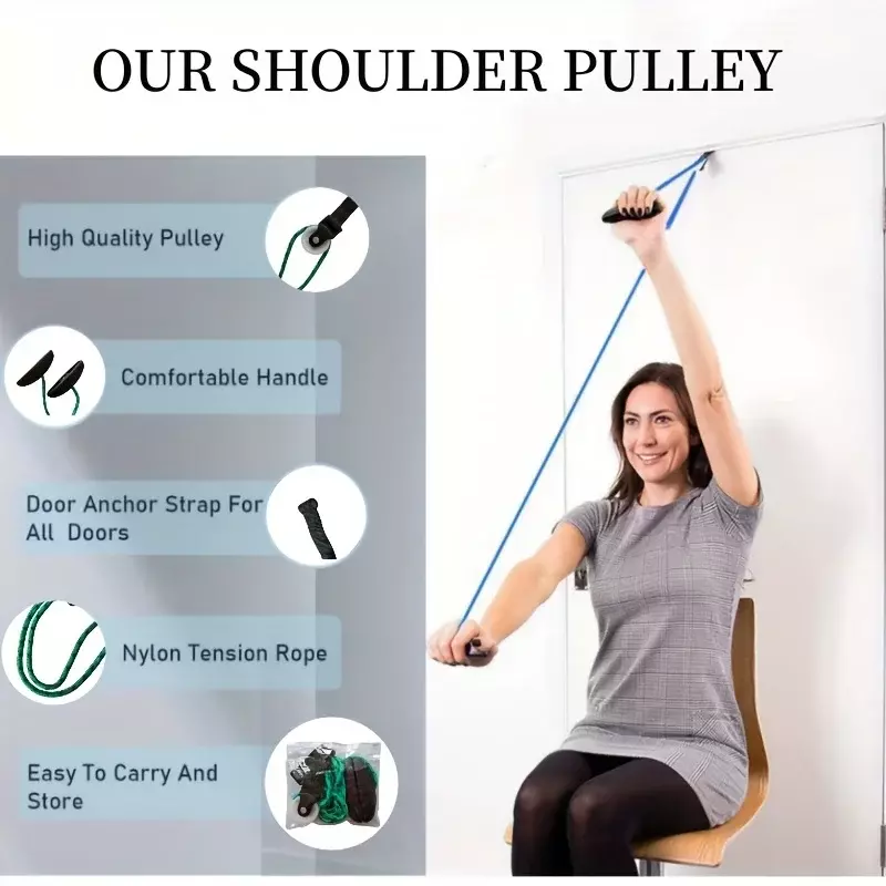 Polia da articulação do ombro do membro superior, exercício de treinamento de reabilitação, pendurado na polia da porta, uso doméstico
