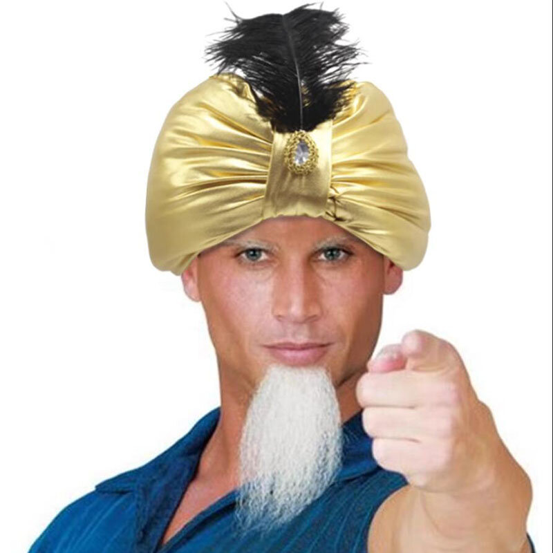 Halloween Easter Gold Plated Bright Ethnic Feather Hat European and American Baotou Hat Funny Hat Arabic Hat For Children