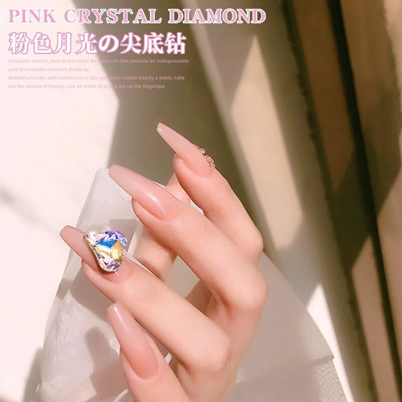 10pcs New K9 Nail Art Crystal Drill Tip Pink Square Right Angle Gem Shining Pink Super Flash Special-Shaped Diamond Jewelry
