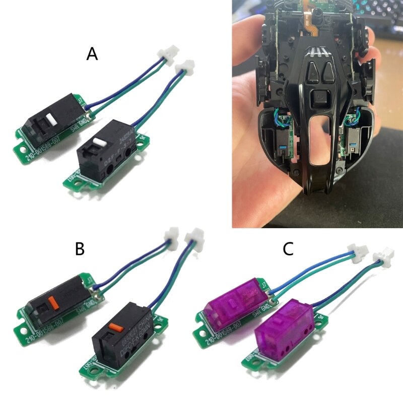 Placas de botón de microinterruptor de ratón, piezas de reparación de D2F-F-3-7 para Logitech G900 G903 Hero, Cable de placa de botón, 2 uds.