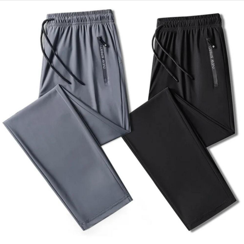 Men Ice Silk Pants Summer Ultra-thin Cooling Quick-drying Sports Casual Pants Loose Breathable Outdoor Training Fitness Trousers