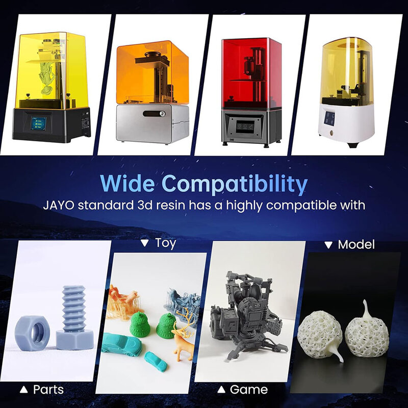 JAYO LCD 3D 프린팅 재료용 포토폴리머 송진, 빠른 경화 송진 액체, 표준 플러스, 인성, PA 유사, ABS 유사, 5KG