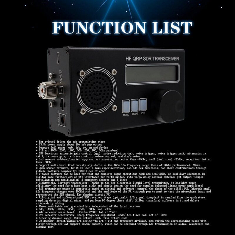 1 Set Portable Multifunction Shortwave Radio Transceiver USDX QRP SDR Radio Hobbyist Transceiver With US Plug