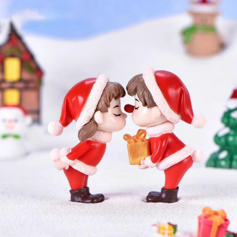 2 шт., миниатюрные рождественские фигурки для пары, куклы «сделай сам», садовый бонсай, украшение, детская игрушка, миниатюрная Статуэтка для людей, Статуэтка из смолы, ремесло