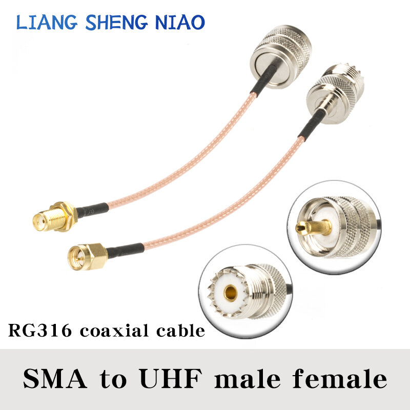 RG316 اقناع كابل UHF PL259 SO239 إلى SMA ذكر أنثى الحق Anlge موصل UHF إلى SMA تجعيد لكابل انخفاض خسارة التسليم السريع RF