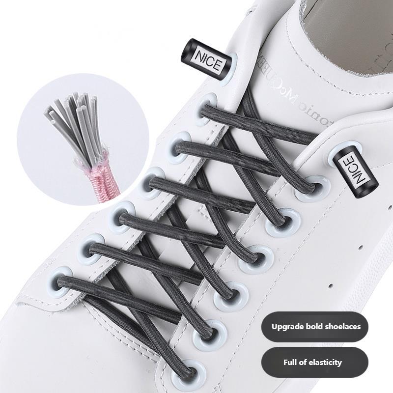 Qualidade nenhum laço sapato laços elásticos tênis redondo cadarços sem laços crianças adulto rápida sapato laço borracha bandas para sapatos