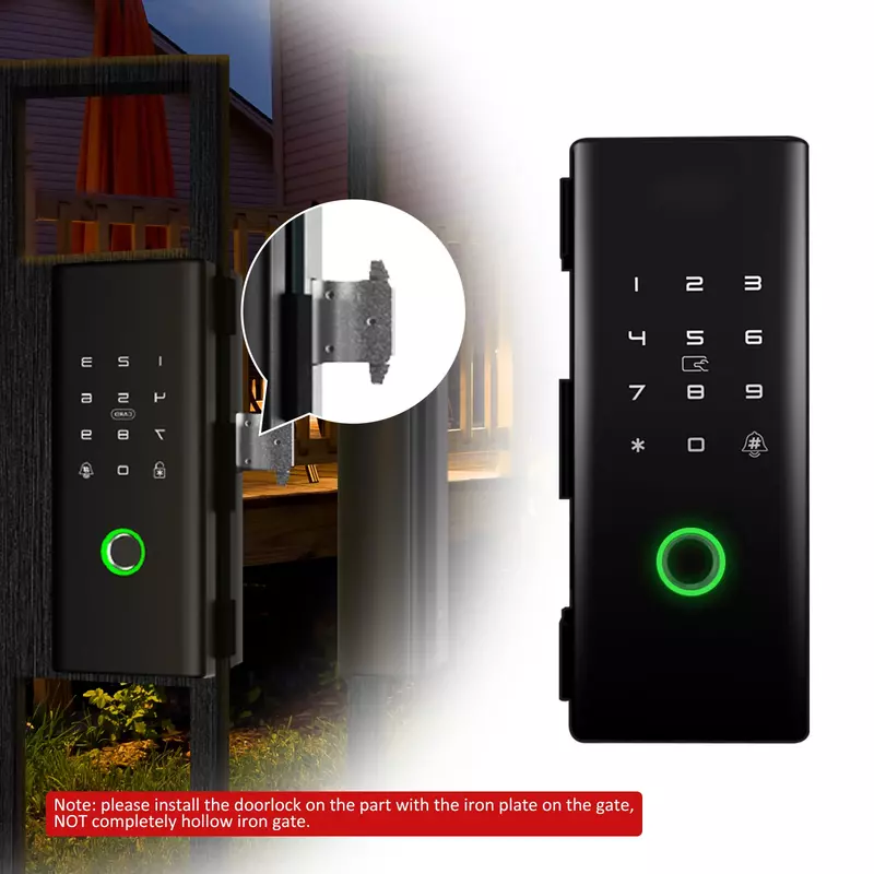 MOES WiFi Aplikasi Pintar Remote Control Kunci Pintu Gerbang Besi Luar Ruangan Kunci Mekanis Kata Sandi Sidik Jari Elektronik Buka Kunci dengan Biaya USB