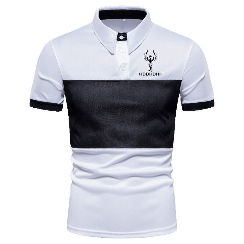 HDDHDHH-Camisa Polo Fina Masculina, Brand Print, Painel Casual Top, Vestido T-Shirt