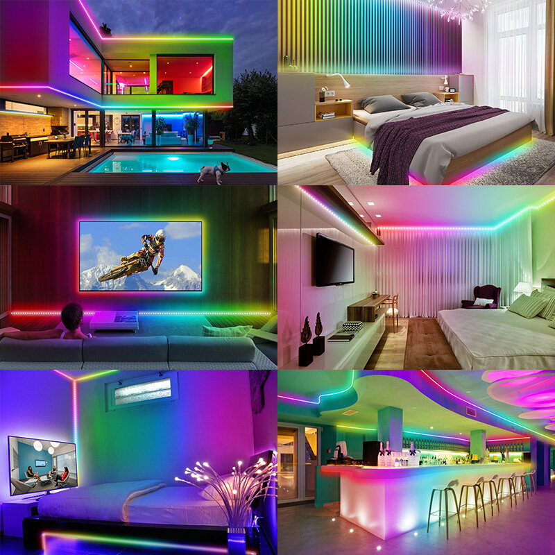 5 متر-20 متر حلم LED قطاع أضواء بلوتوث 5050 WS2812 RGBIC عنونة حلم اللون ضوء غرفة نوم التلفزيون الكمبيوتر الديكور