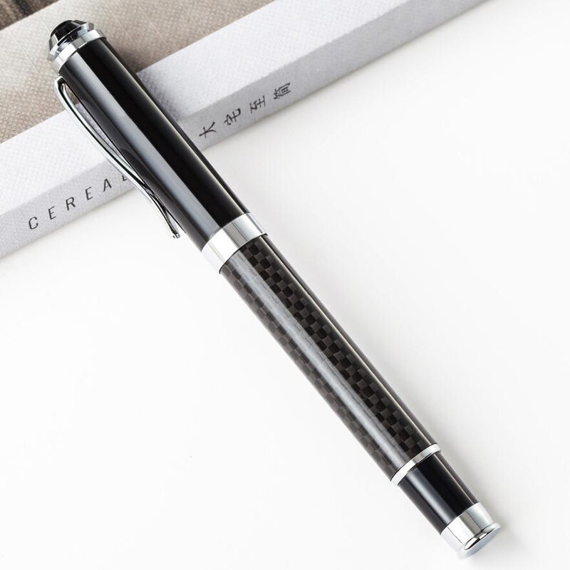 التصميم الكلاسيكي وصول جديد كامل قلم حبر جاف معدني القلم مكتب رجال الأعمال ألياف الكربون توقيع الكتابة القلم شراء 2 إرسال هدية