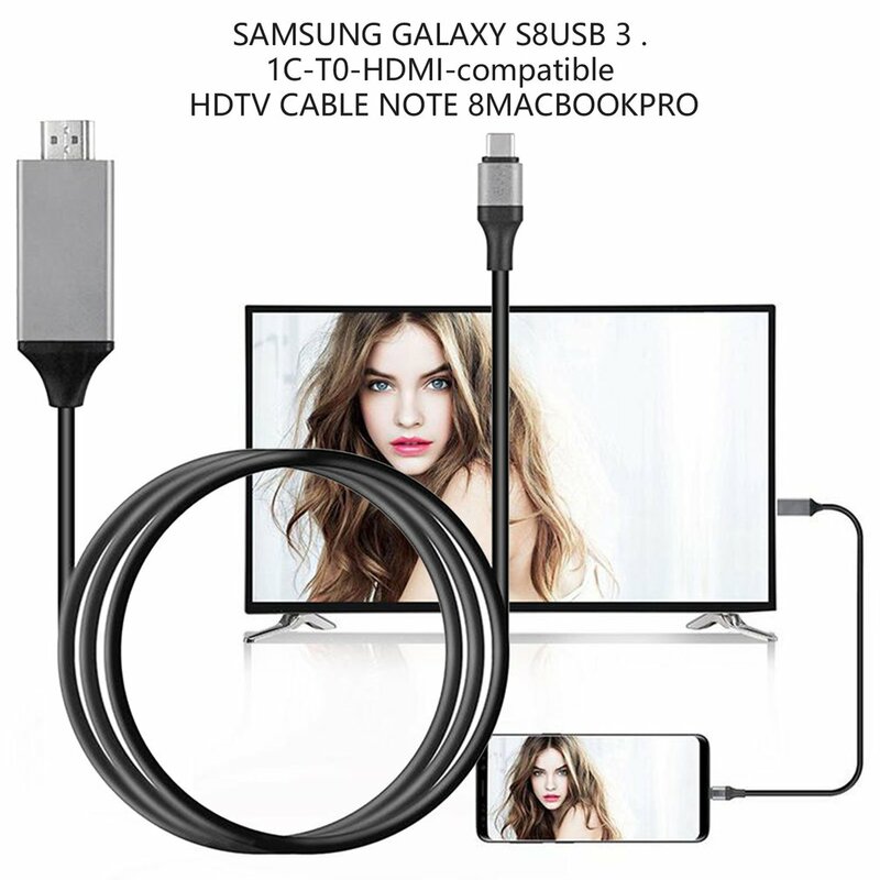 Convertidor de HDTV Compatible con Samsung Galaxy Note 8, 9, S10 + Plus, USB-C tipo C a HDMI, 4K, USB-C