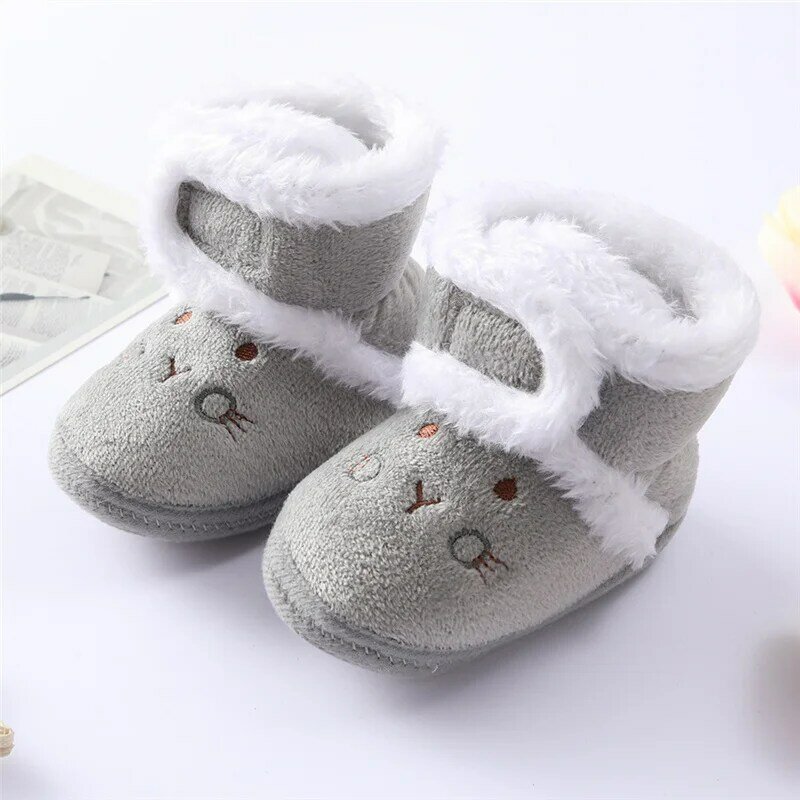 겨울 신생아 여아 남아 신발, 첫 워커, 두껍고 따뜻한 유아 아기 신발, 귀여운 유아 아기 신발, 0-9 개월