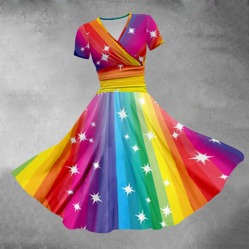 Vestido colorido Tie-Dye para mujer, Vestidos de Noche de lujo, elegantes, de gran tamaño, a la moda, para fiesta y verano, 2024