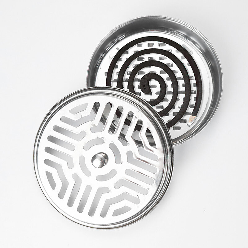Stainless Steel Mosquito Coil Box With Lid Anti-fire Coil Tray Outdoor Potable Incense Burner Shelf Tray Home Supplies