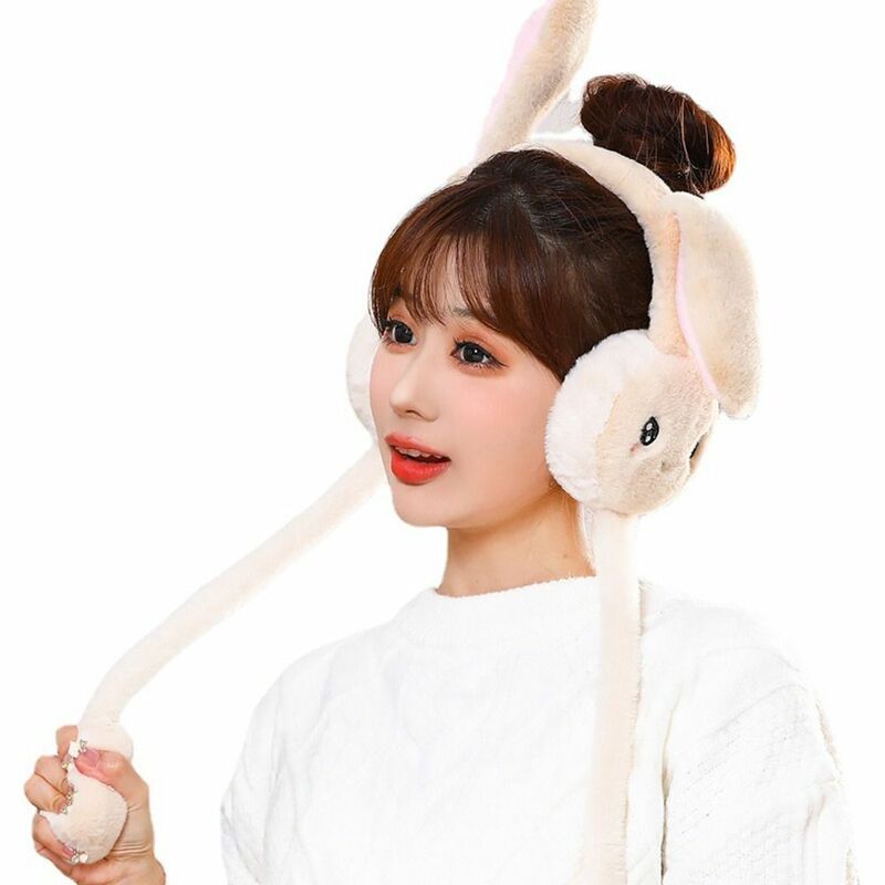 Soft Kids Adult Gifts Jumping Up Caps Student Couple Winter Plush Ear Muffs Ear Warmers Ears Protection Moving Rabbit Earmuffs