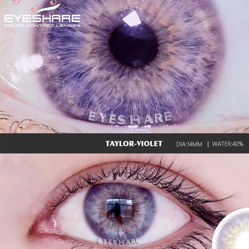 Eyeshare 2 lentes de contato da cor de pcsr para os olhos lentes coloridas azuis naturais taylor lente de contato cosméticos bonitos da pupila anual