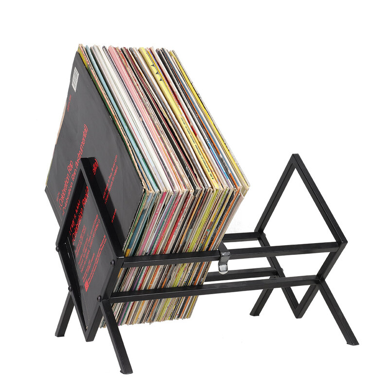 Support de disque en vinyle noir, étagère à livres, support d'exposition créatif, support de disque à un niveau, métal durable, capacité de 80 à 100 LP, 256