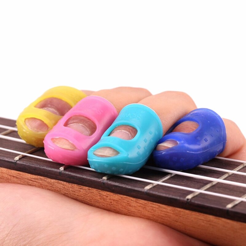Silicone Fingertip Protector para Guitarra, Guitarra Cordas, Dedo Guard, Mão Esquerda contra o Ponto Imprensa, Balada, S, M, L