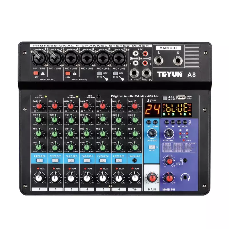 Professional 8-6-4 channel digital mixer sound card microphone mobile phone live broadcast computer recording DJ audio equipment