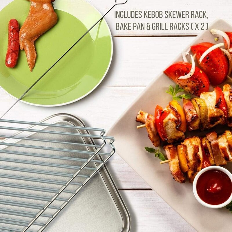 Forno Rotisserie Multifuncional Atualizado, Forno Vertical Bancada com Assar, Turquia Ação de Graças, Broil Roasting Kebab Rack