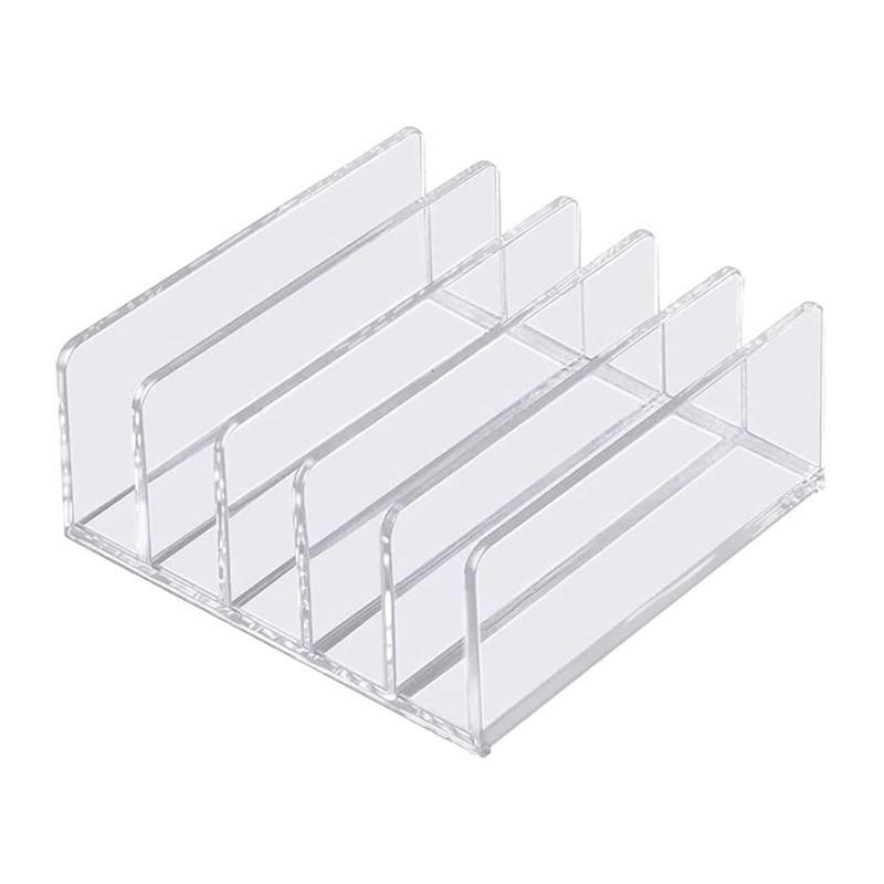 File Organizer Stand Acrylic File Holder Vertical File Rack 5 Compartments Transparent Mail Organizer Countertop Acrylic File