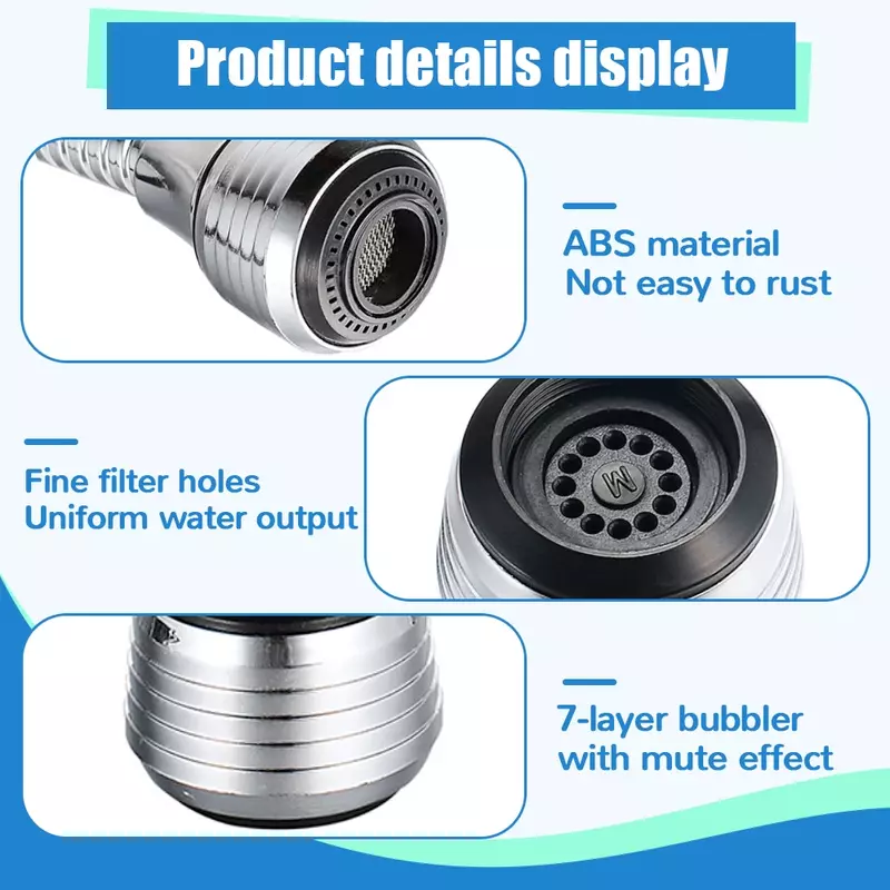 2 Types Kitchen Faucet Water Saving High Pressure Nozzle Faucet Adapter Bathroom Sink Spray Bathroom Shower Swivel Accessories
