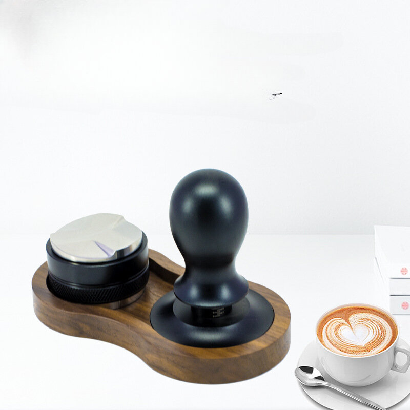 Estación de apisonamiento de café Espresso de madera, soporte de apisonamiento estriado, accesorios de apisonamiento de esquina, 51mm, 53mm, 58mm