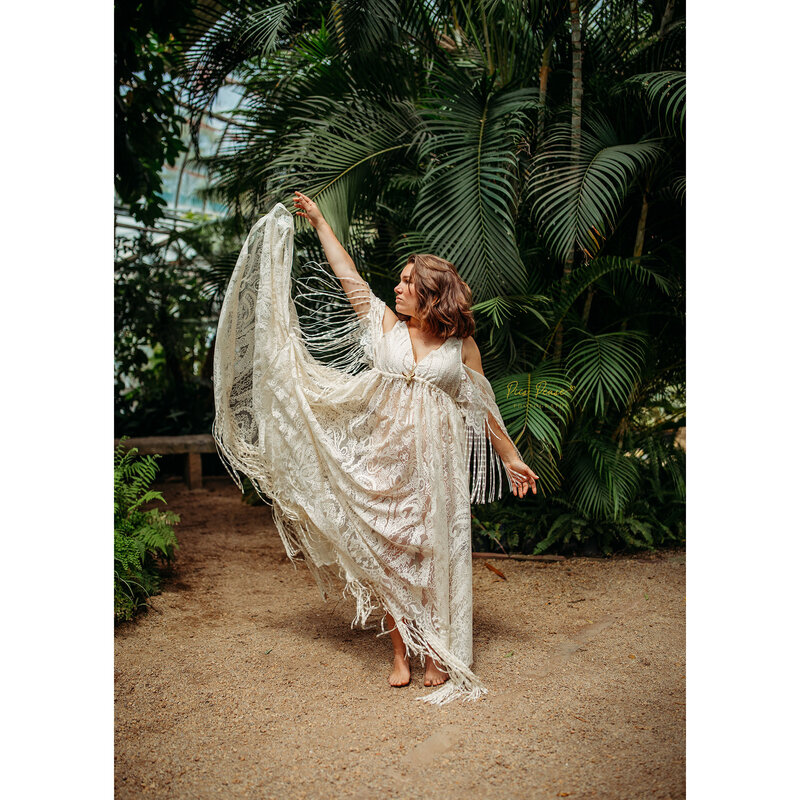Женское кружевное свадебное платье Don & Judy, элегантное платье невесты с V-образным вырезом, открытыми плечами и кисточками, богемное платье для беременных