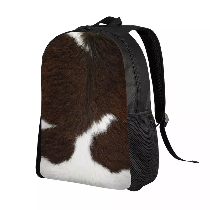 Cow Fur Cowhide Texture Mochilas para homens e mulheres, impermeável, escola, faculdade, pele animal, bolsa de couro, impressão Bookbag
