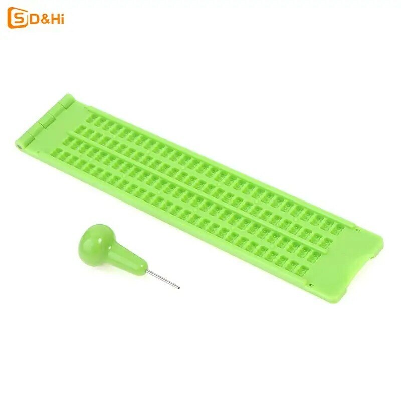 Plastica Braille scrittura ardesia portatile pratica cura della vista con stilo plastica scuola apprendimento strumento verde accessorio