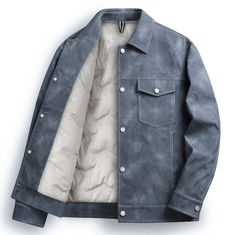 Jaket trench parka Musim Dingin 2023, jaket bulu angsa putih pria, mantel hangat tebal parka 80% untuk pakaian kerja Vintage