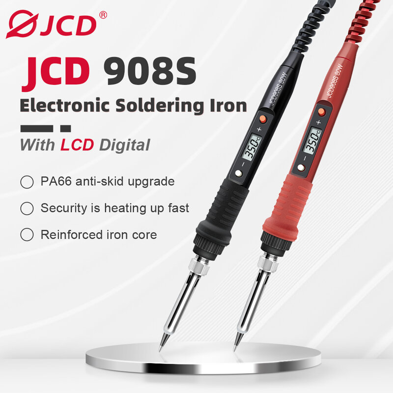 JCD 80W Electric Soldering Iron Adjustable Temperature LCD Welding Tool Ceramic Heater Soldering Iron Head Welding Solder Tools