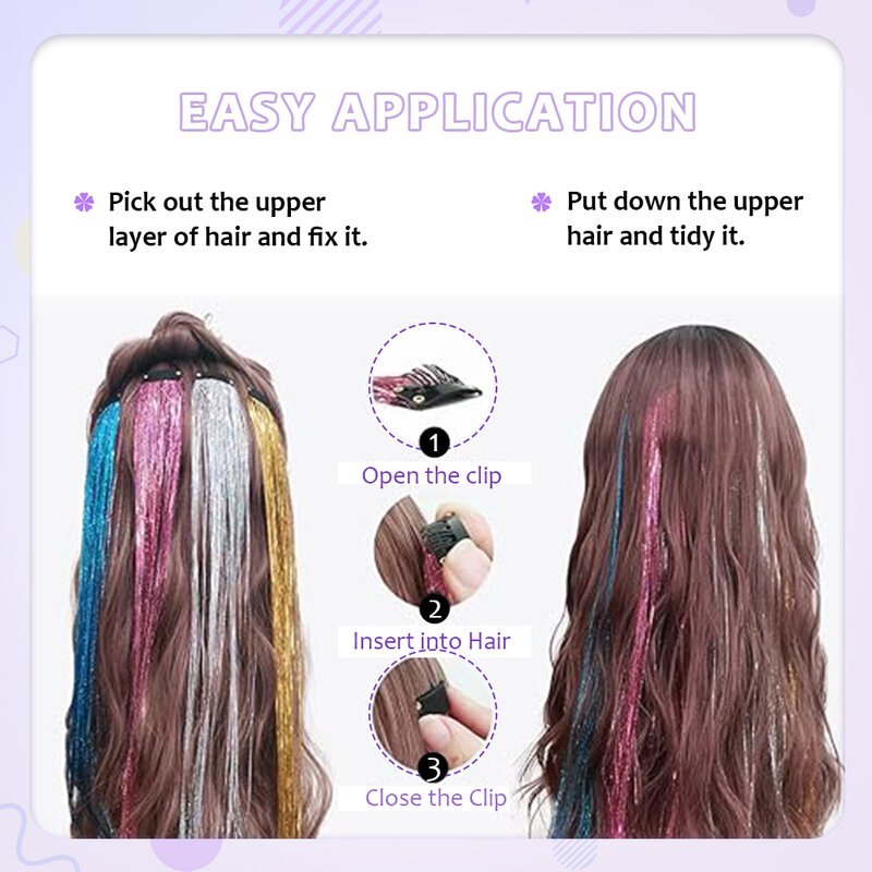 5 buah/pak klip dalam perada rambut sintetis 22 inci warna-warni perada ekstensi rambut untuk wanita anak perempuan pesta Natal hadiah Tahun Baru