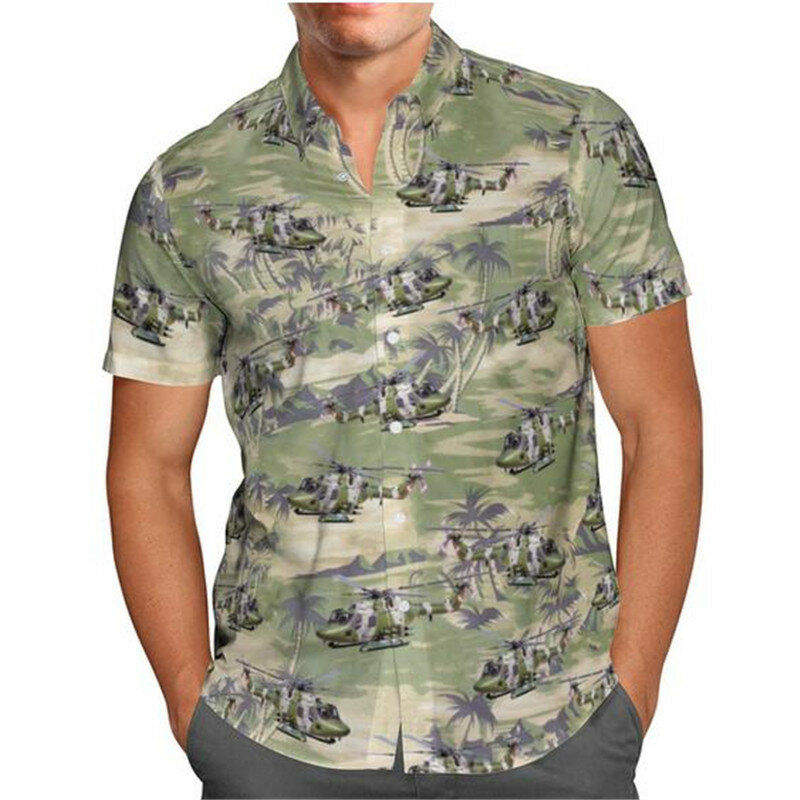 Camisa hawaiana de manga corta para hombre, ropa de calle de gran tamaño con estampado 3D de anime de dibujos animados rojos para playa, verano