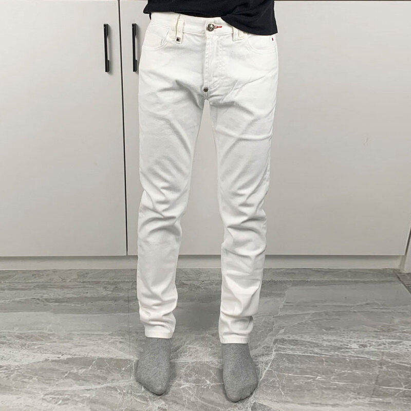 Streetwear Fashion Heren Jeans Hoge Kwaliteit Stretch Elastische Slim Fit Witte Jeans Heren Vintage Designer Merk Denim Broek Hombre