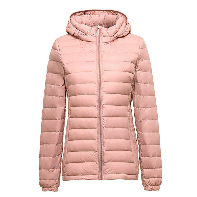 女性用の超軽量タップダウンジャケット,取り外し可能なフード付きコート,暖かい女性用の薄いショートコート,新しい秋冬コレクション