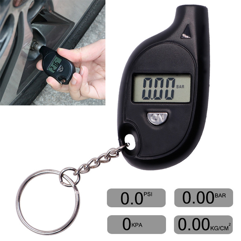 Portátil chaveiro medidor de pressão dos pneus display digital carro motocicleta pneu detector de pressão lcd 5-100 psi ferramentas de inspeção de pneus