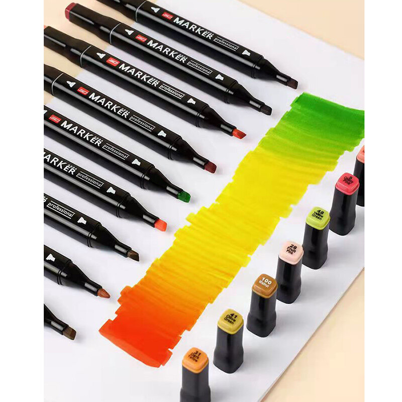 قلم ماركر فني زيتي للرسم ، رسم برأسين ، علامات تستند إلى طرف ، مانغا الكتابة على الجدران ، لوازم الفن المدرسي ، 24-80 لون