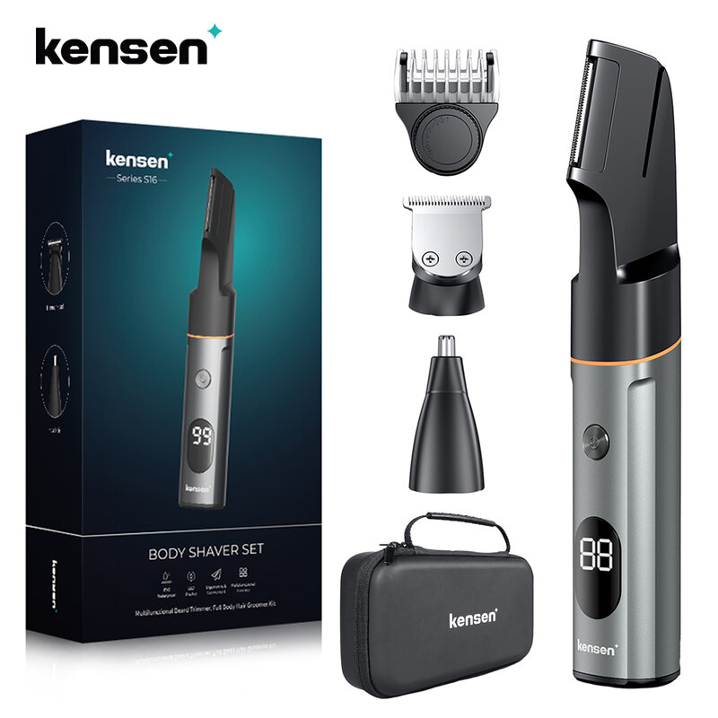 Kensen S16 Body Hair Shaver Kits for Men 3 In 1 Beard Hair Trimmer IPX6 Waterproof Hair Cutting Machine Electric Clipper Barber
