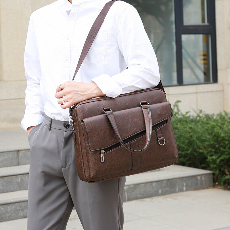 Duża teczka torba dla mężczyzny ze skóry PU torebka na laptopa dokument na ramię biznesowa torba Crossbody torba boczna męska