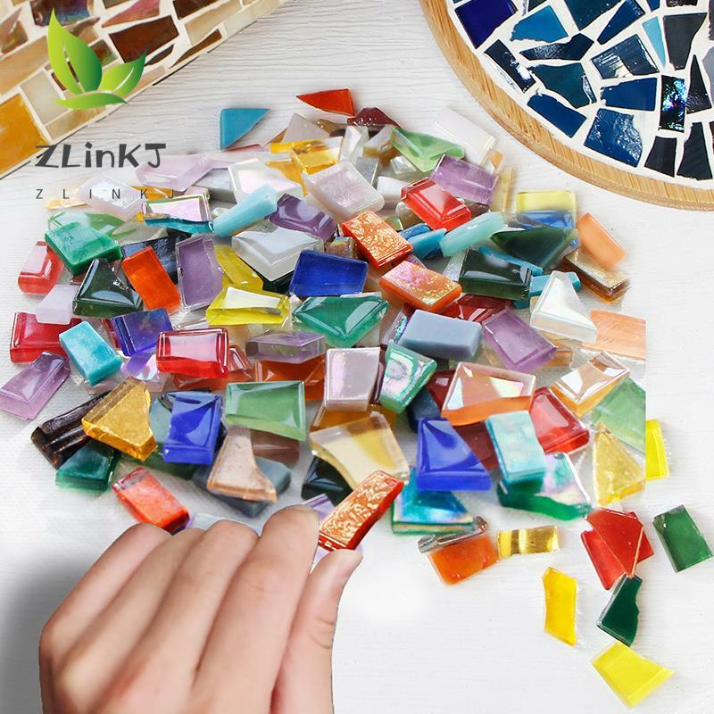 Fragmentos de mosaico de bricolaje, piedra hecha a mano de forma Irregular, partículas de vidrio de Jade, vidrio de cristal, partículas de colores mezclados