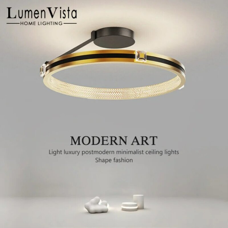 Luz de techo LED moderna Circular, luz decorativa de cristal de lujo para comedor, sala de estar, sala de estudio, luz colgante LED interior