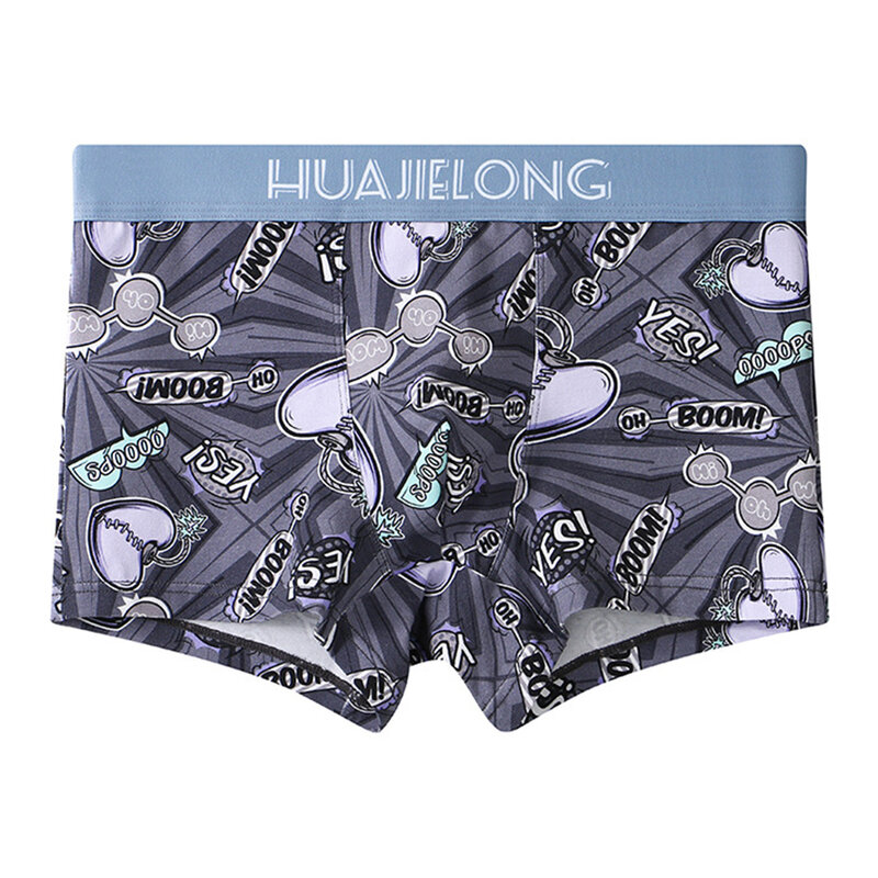 Mens Sexy Middle Waist Underwear Printed Casual Home Shorts Breathable Briefs Cotton Comfortable Underpants Boy Loose Panties