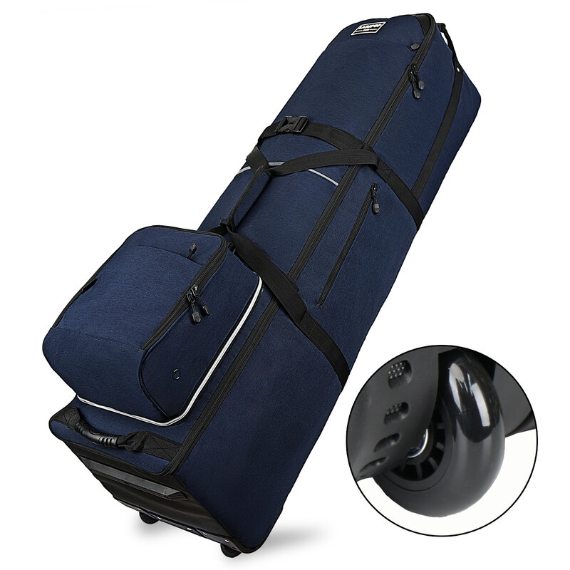 Tas Travel Golf-tahan lama 600D bahan Polyester Oxford tugas berat, tas perjalanan udara beroda dengan kompartemen sepatu yang dapat dilepas dan