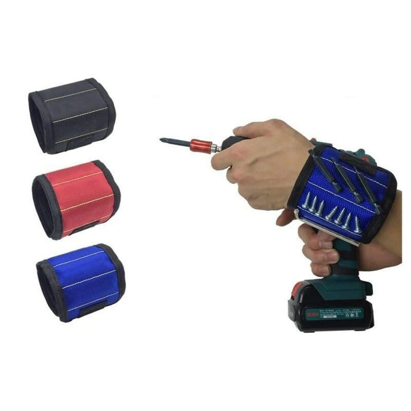 Braccialetto magnetico borsa portautensili portatile magnete elettricista strumento da polso viti per cintura chiodi punte da trapano braccialetto per strumento di riparazione