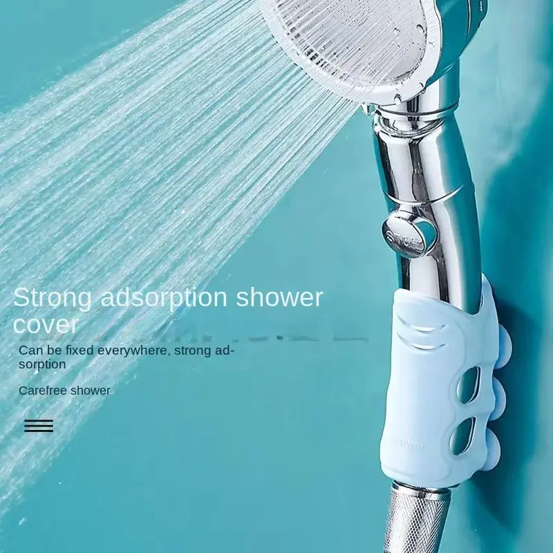 Punch-free Silicone Bathroom Shower Holder Adjustable Removable Suction Cup Shower Head Holder Reusable Convenient Wall Rack