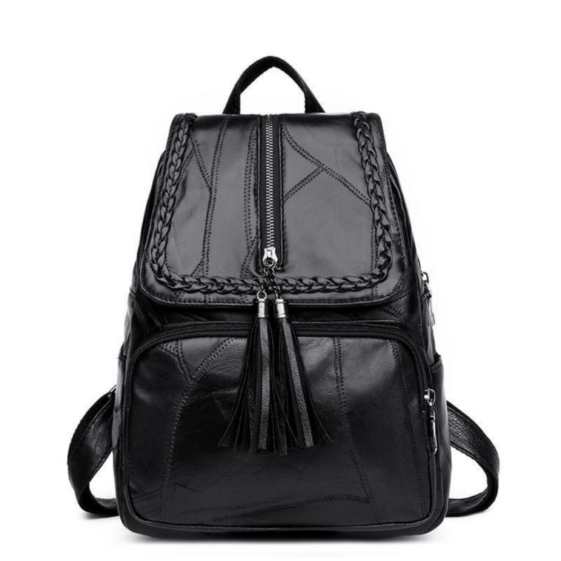Fashion Leisure Women's Simple Backpack Travel Soft PU Leather Handbag Shoulder Bags for  Girls